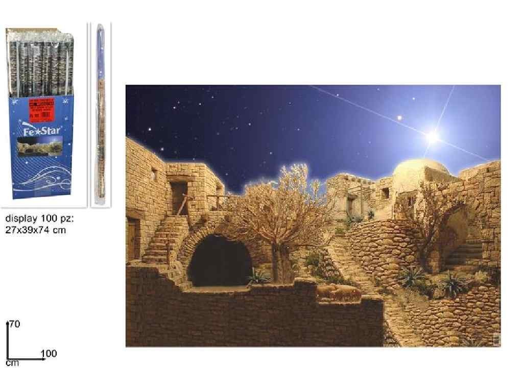 Sfodo rotolo di carta scenario natalizio paesaggistico roccioso per presepe