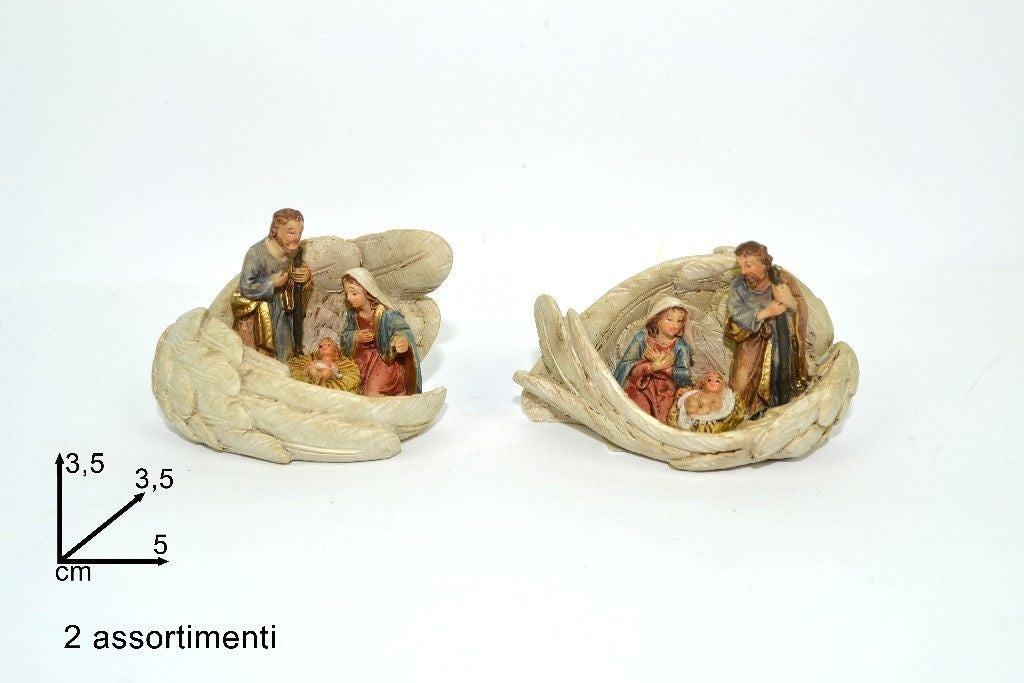 Statuine Ali di angelo con Natività 5cm