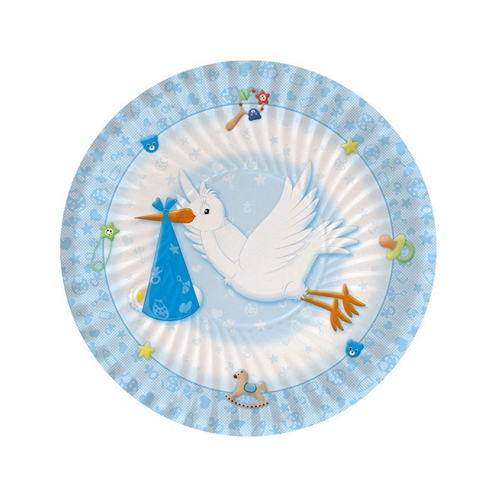Piatti di carta 18cm Benvenuto Celeste 10pz