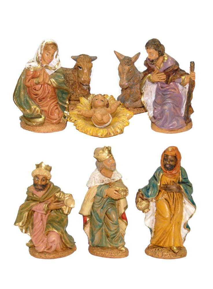 Pastori Statuine Set Natività 10cm 8pz per presepe