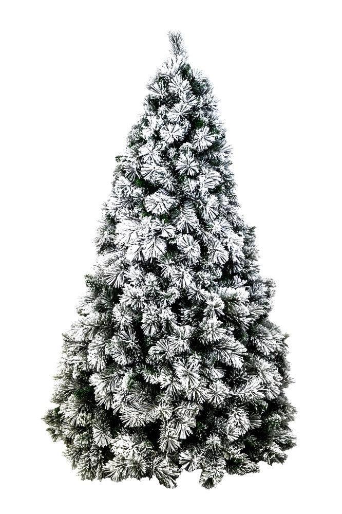 Albero di Natale Carey bianco innevato H210 cm montaggio a gancio