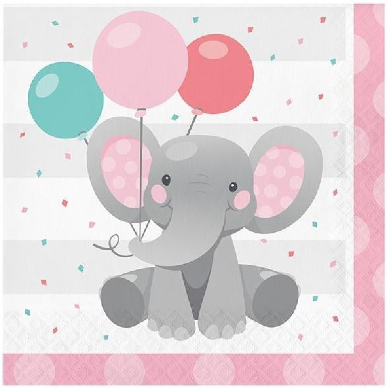 Tovaglioli di carta 33x33 cm Elefantino Girl Rosa 16 Pz