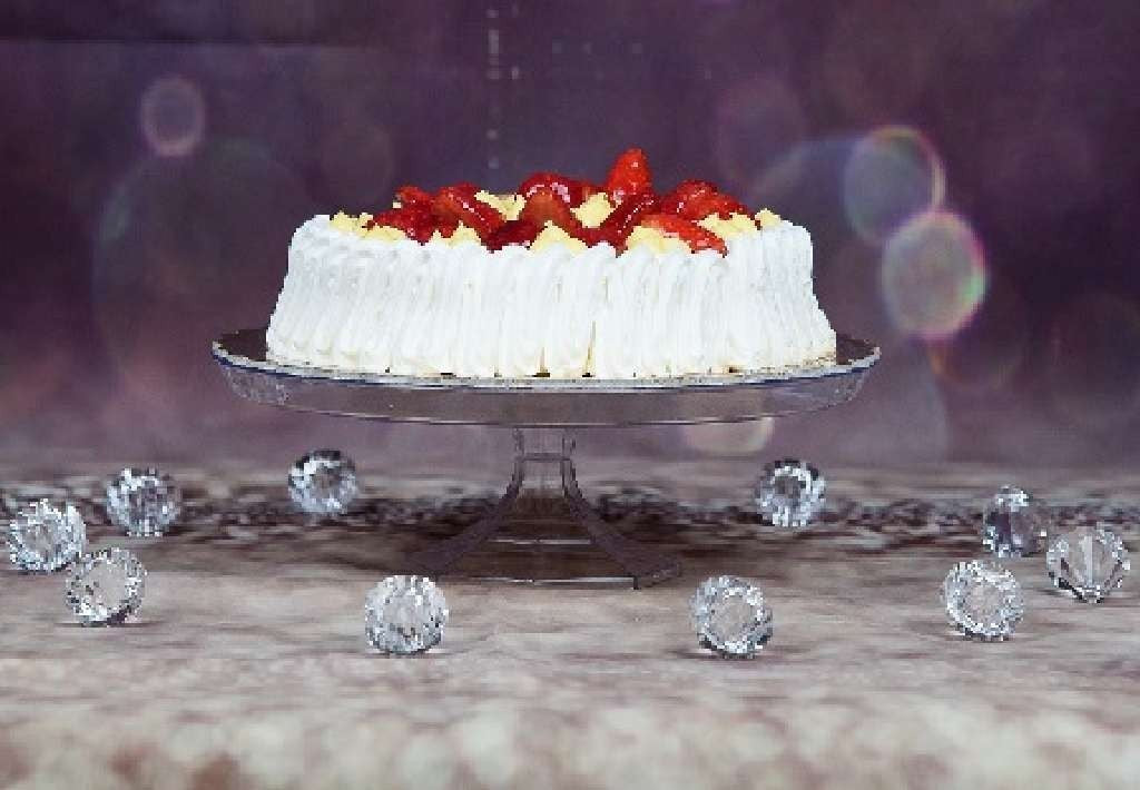 Alzatina alzata di plastica per frutta e dolci trasparente 24,7 cm