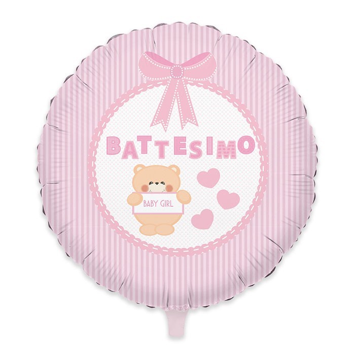 Palloncino Mylar Tondo cm.45 Battesimo Teddy