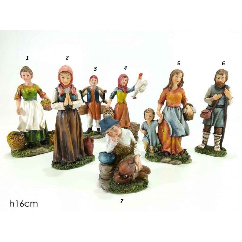 Pastore statuina 7 soggetti 16 cm di resina per presepe 1Pz