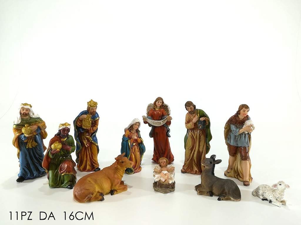 Pastori statuine Set natività 11Pz 16CM di resina per presepe