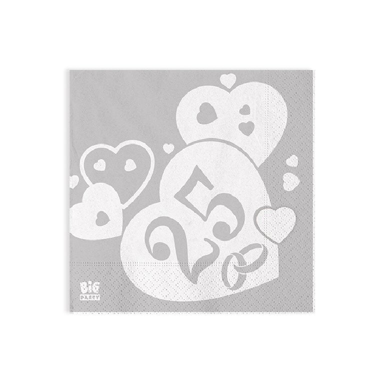Tovaglioli di carta 25x25cm Nozze d'Argento 25° Anniversario 20pz