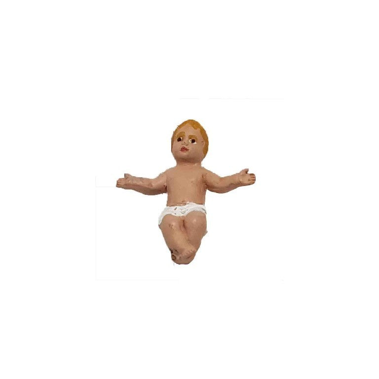 Pastori Statuina Bambino Gesù con culla di terracotta per pastori di 7 cm