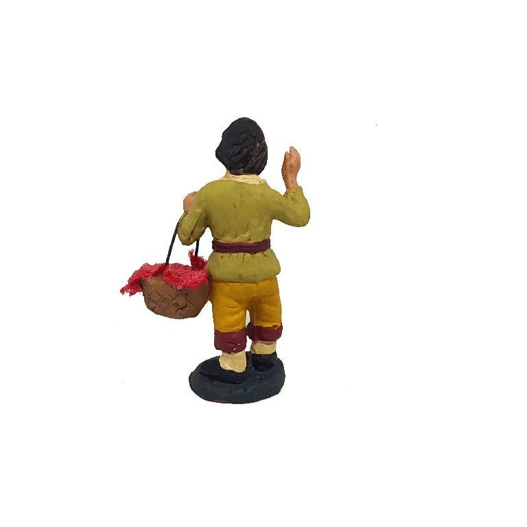 Pastore statuina Uomo con cesto di ricotta 7cm di terracotta per presepe
