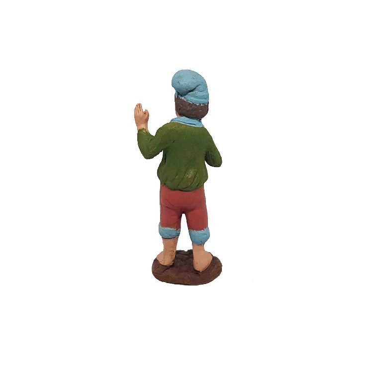 Pastore statuina Pescatore mani aperte 7cm di terracotta per presepe