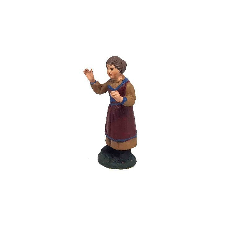 Pastore statuina Donna mani aperte 7cm di terracotta per presepe