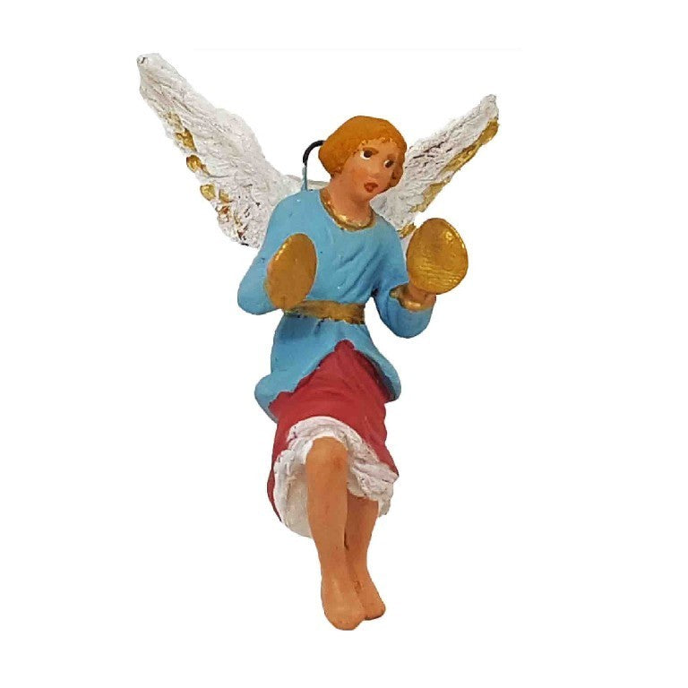 Pastore statuina angelo con piatti 7cm di terracotta per presepe