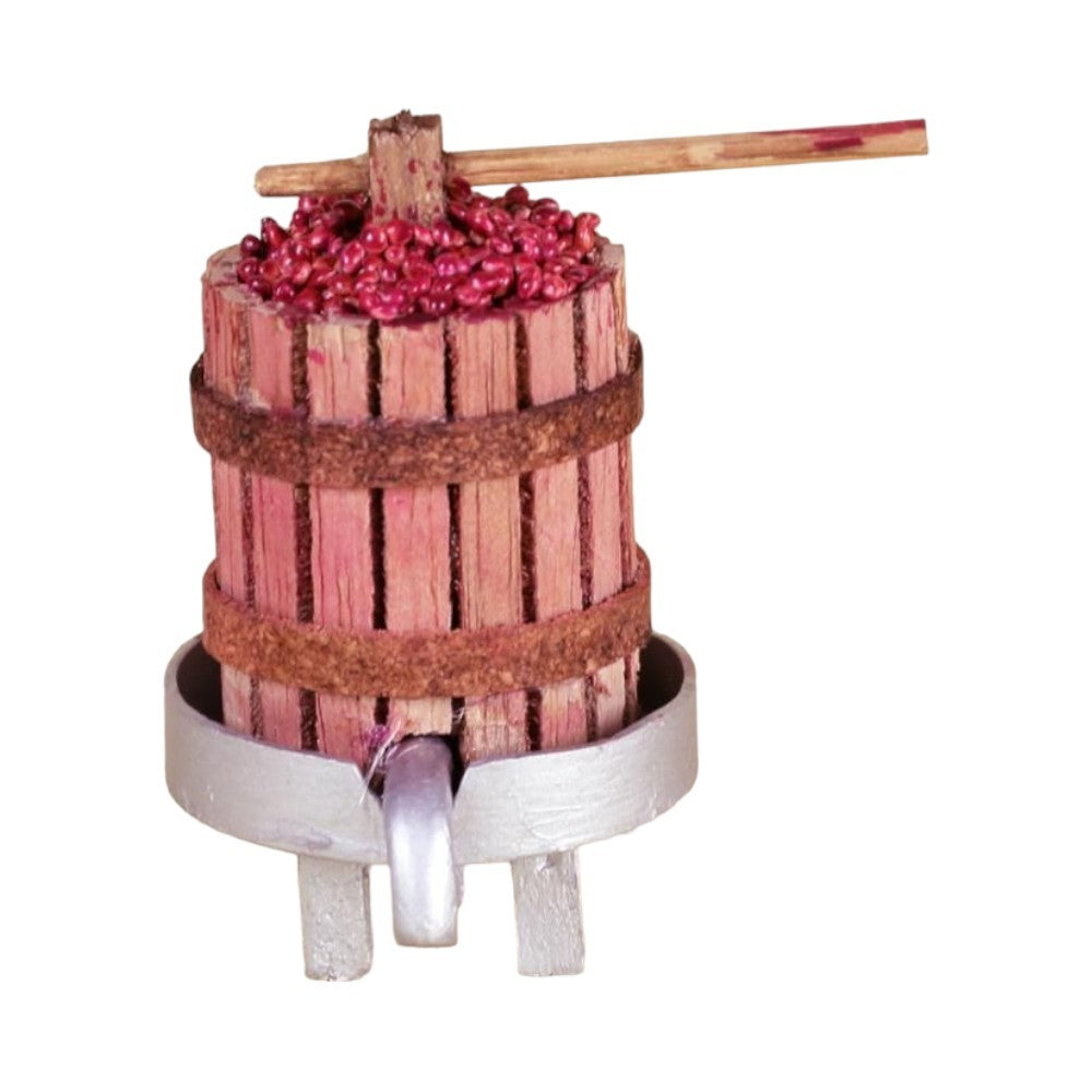 Riproduzione in miniatura Torchio in legno 5x8 cm con predisposizione pompa