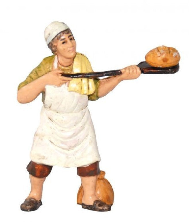 Pastore statuina Uomo con Pane 10 cm di plastica per presepe
