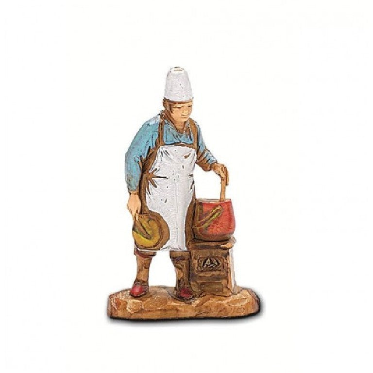 Pastore statuina Cuoco 3,5 cm di plastica Moranduzzo per presepe