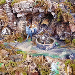 Presepe paesaggistico Napoletano con luci macina e cascata 55x40x52 cm