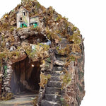Presepe paesaggistico Napoletano con luci macina e cascata 55x40x52 cm