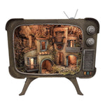 Presepe borgo napoletano stile 700 riprodotto in una TV antica 60x25x50 cm