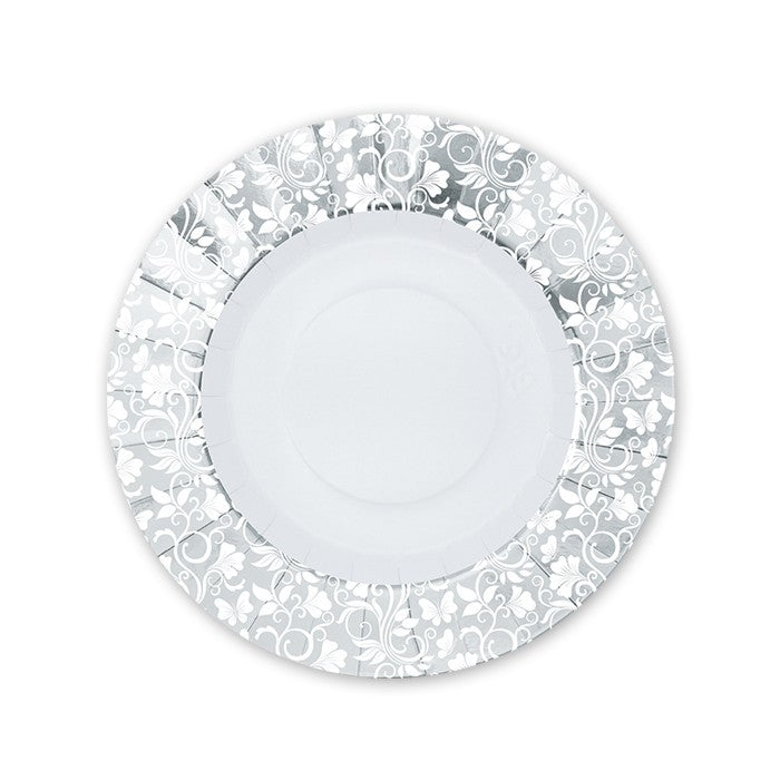 Piatti di carta Natalizi Celebrity Argento silver metal 20 cm 8 Pz