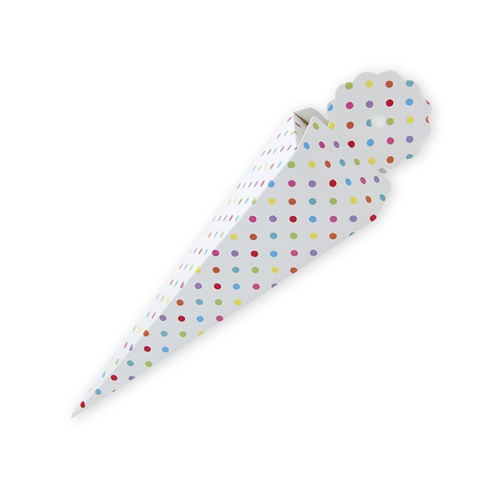 Scatolina portaconfetti cono quadrato pois multicolor 25 pz