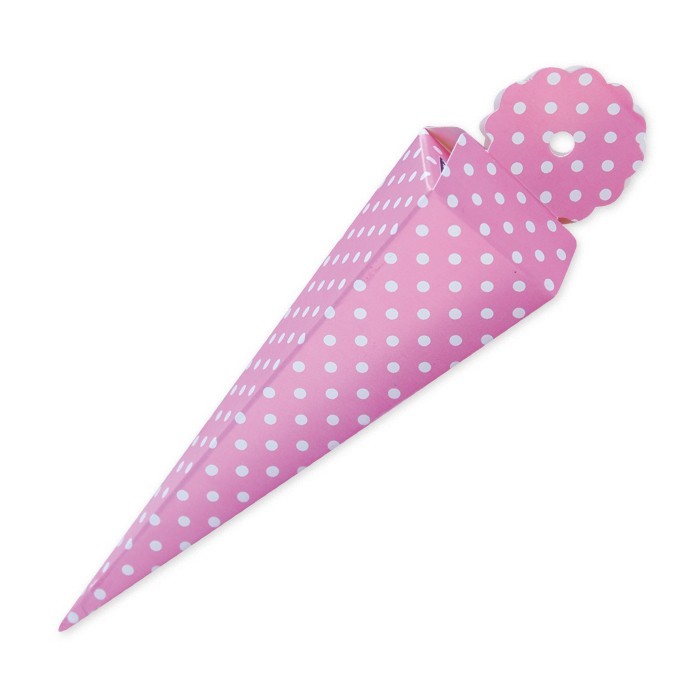 Scatoline portaconfetti Cono quadrato Fuxia con pois 25 pz