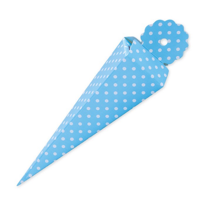 Scatoline portaconfetti Cono quadrato celeste con pois 25 pz