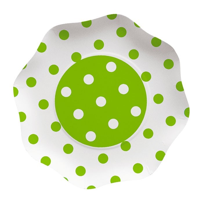Piatti di carta 23cm Pois Verde Mela 10 pz