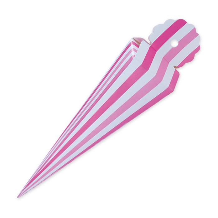 Scatolina portaconfetti Cono quadrato Fuxia con Righe 25 pz