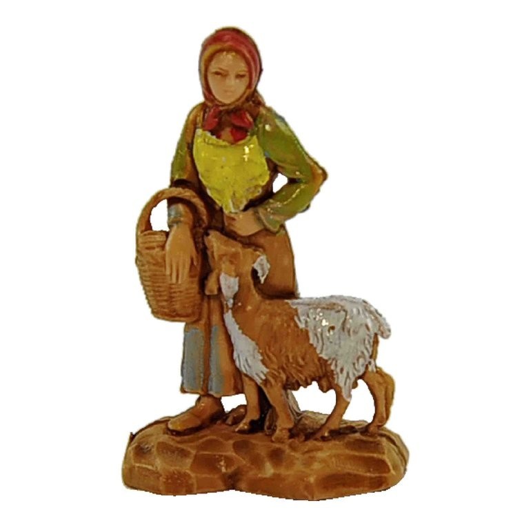 Pastore statuina Donna con capra 3,5 cm di plastica Moranduzzo