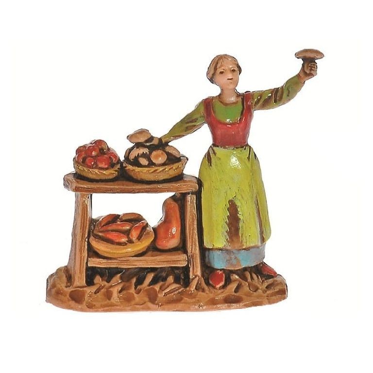 Pastore statuina Fruttivendola 3,5 cm di plastica Moranduzzo per presepe