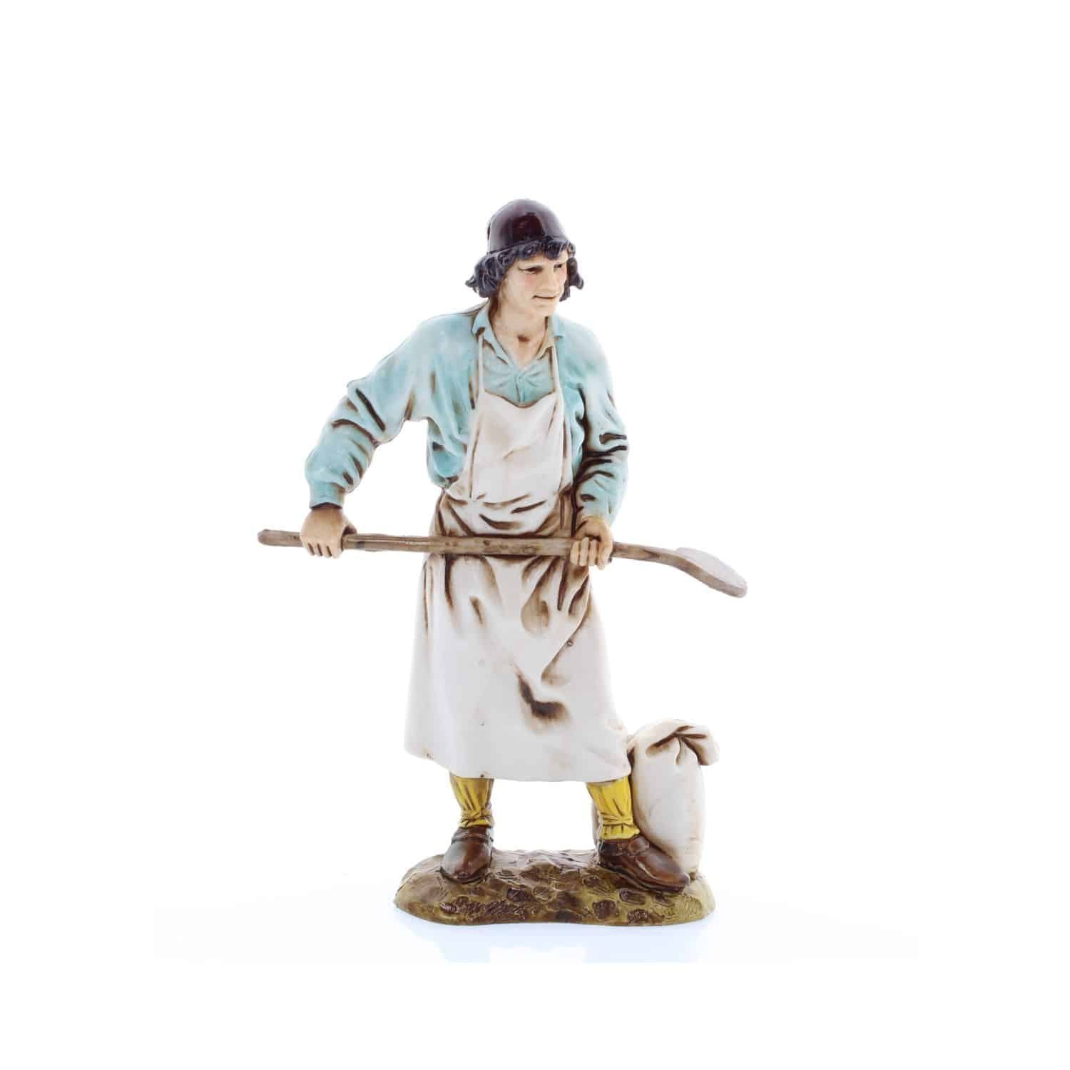 Pastore statuina Pizzaiolo 12cm di plastica pittato a mano Moranduzzo