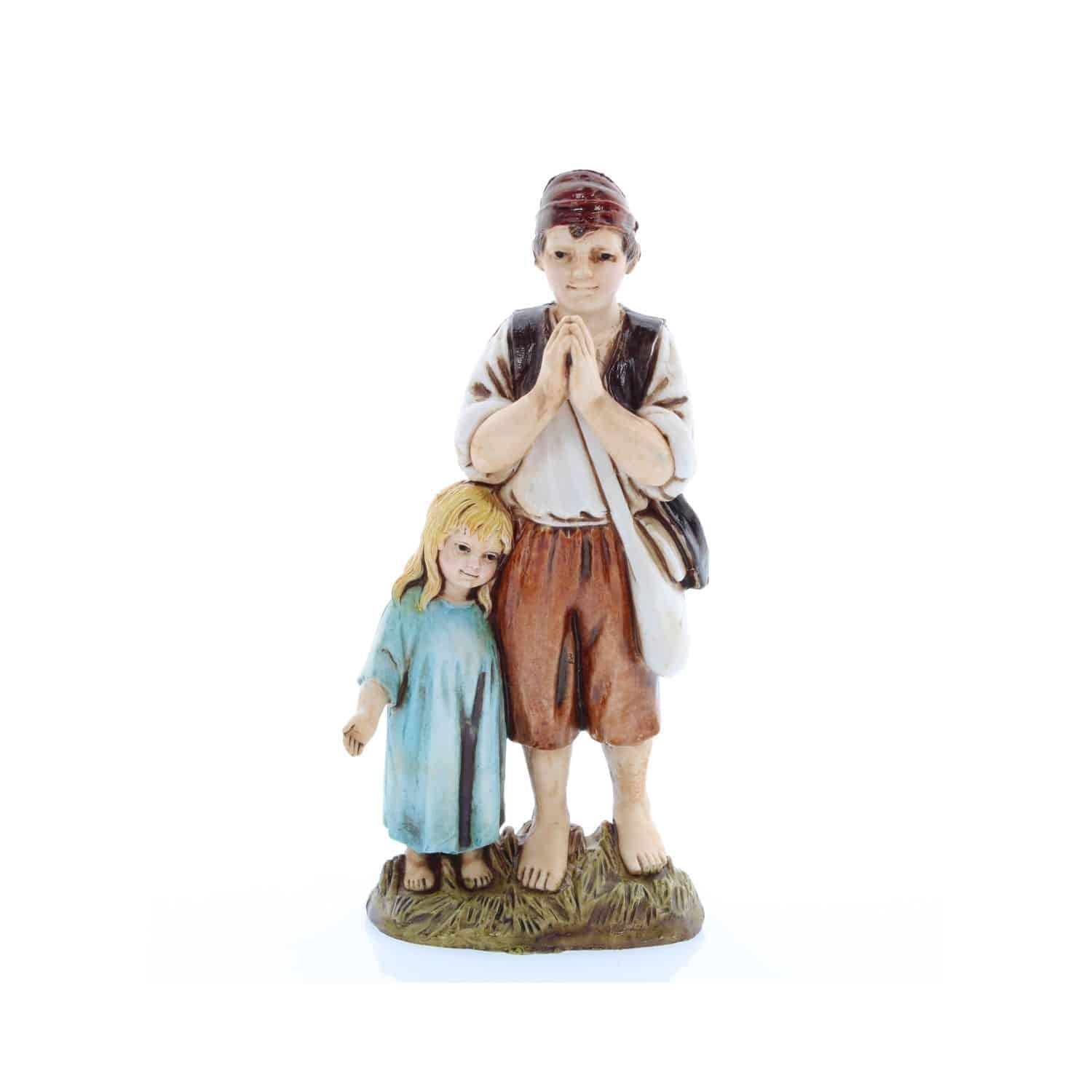 Pastore statuina Coppia bambini 12 cm stile 700 Moranduzzo per presepe