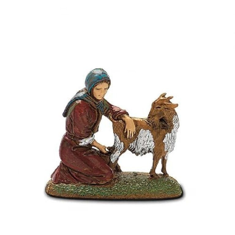 Pastore statuina Mungitrice 6 cm di plastica Moranduzzo per presepe