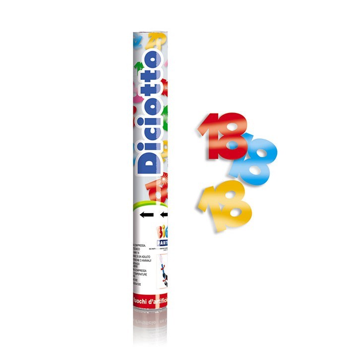 Cannone sparacoriandoli 30 cm per compleanno 18 Anni