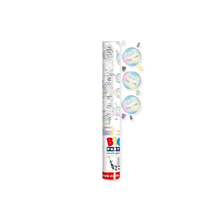 Cannone Sparacoriandoli 30 cm Buon Compleanno Arcobaleno Soft Rainbow