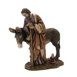 Pastore statuina Moranduzzo S.Giuseppe 20 cm con asino in resina per presepe