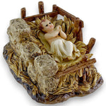 Pastore statuina Moranduzzo Gesù Bambino in Fasce con Culla 15 cm per presepe