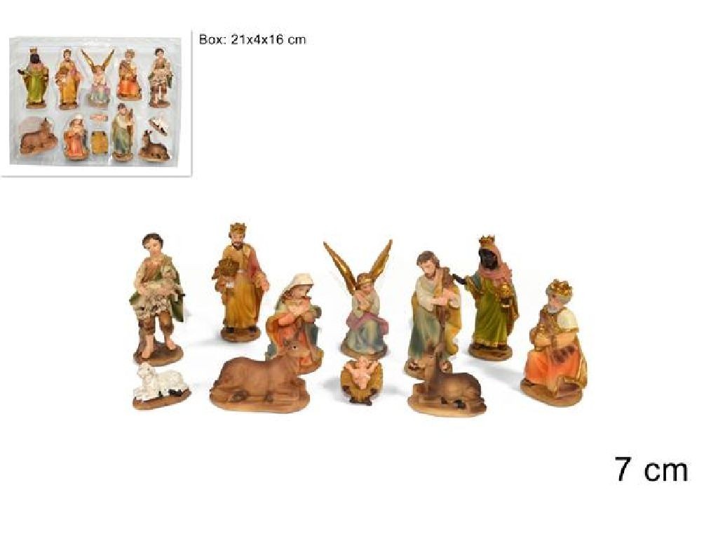 Pastori Statuine Natività in resina 7 cm per presepe 11pz