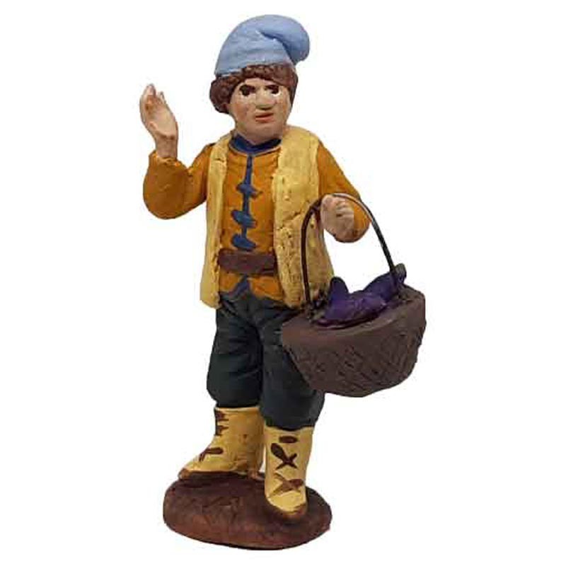 Pastore statuina Uomo con cesto di melanzane 7 cm di terracotta per presepe