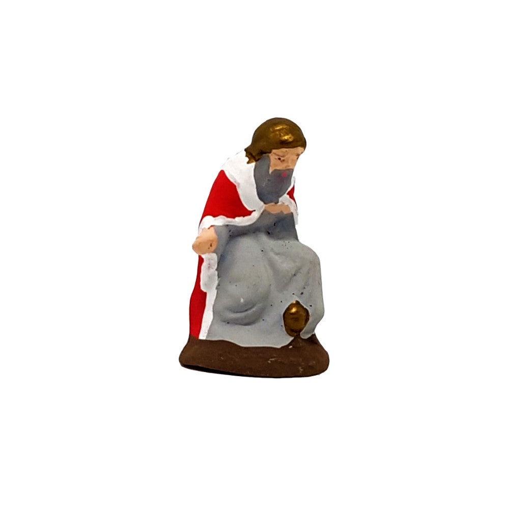 Pastore statuina Re Magio in ginocchio 6cm di terracotta per Natività presepe