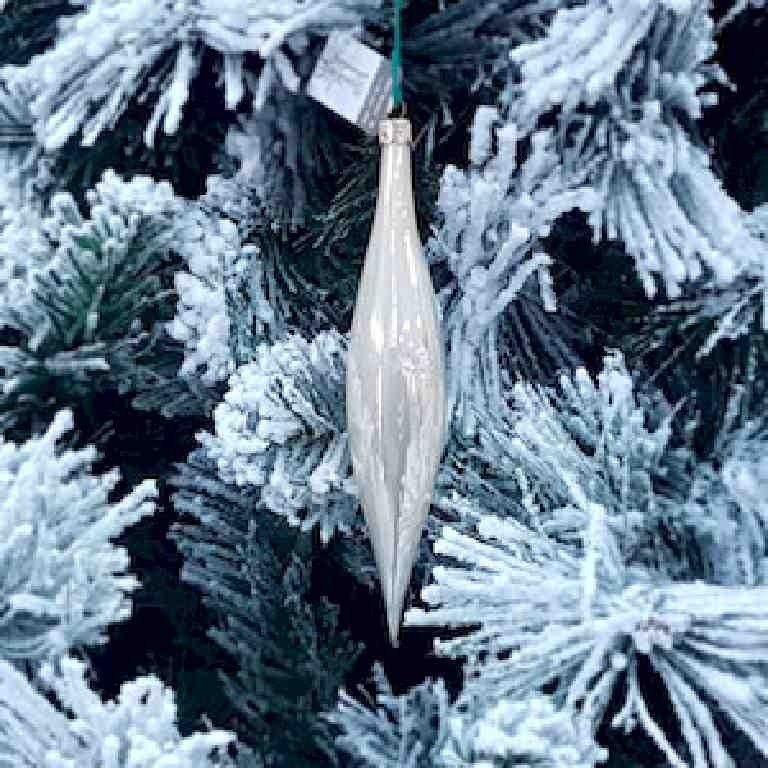 Pendente di vetro Bianco 3cm 1pz per albero di natale