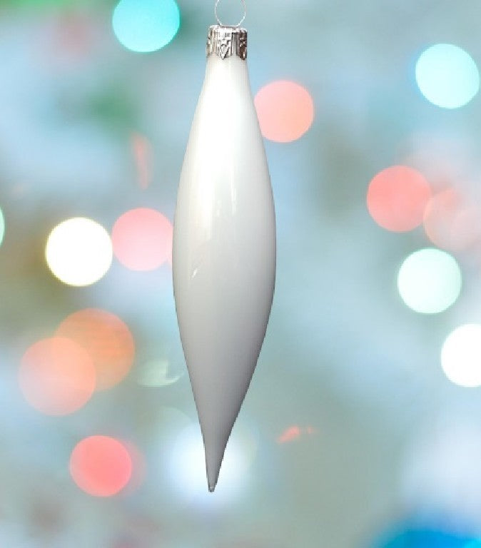 Pendente appendino di vetro Bianco 3cm 1pz per albero di natale