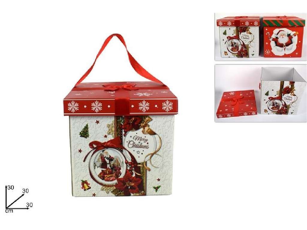 Scatola regalo Natalizia 30x30x30 cm 2 modelli assortiti