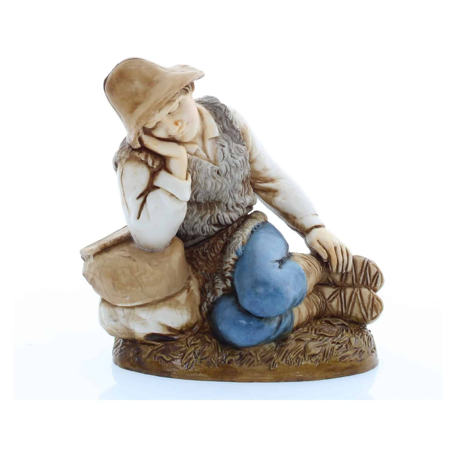 Pastore statuina Dormiente 12 cm di plastica Moranduzzo per presepe