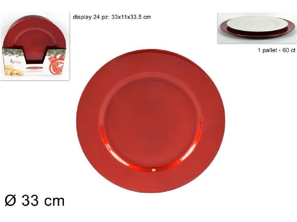 Sottopiatto di plastica Rosso 33 cm natalizio 33 cm 1Pz