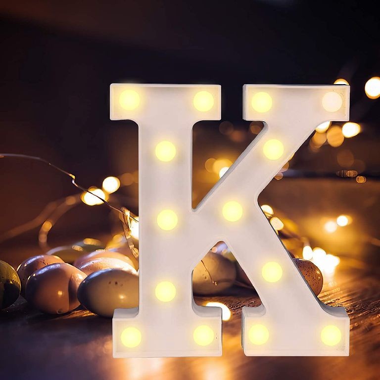 Lettera K luminosa con luci led 16 cm