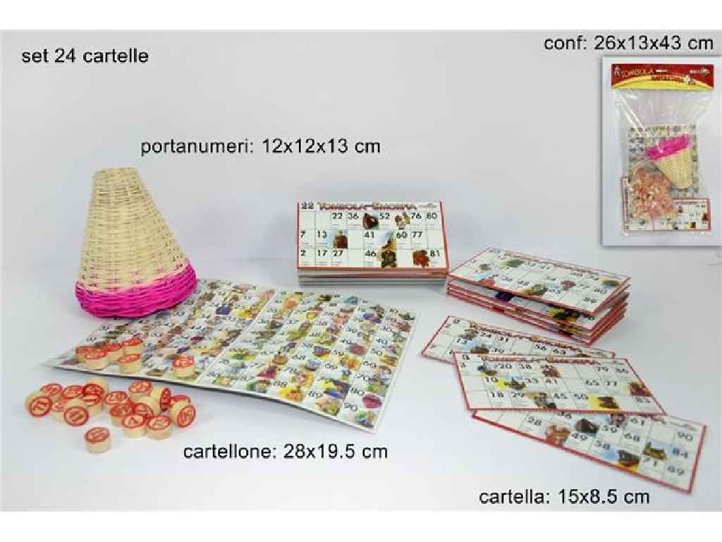 Set tombola napoletana 24 cartelle con portanumeri