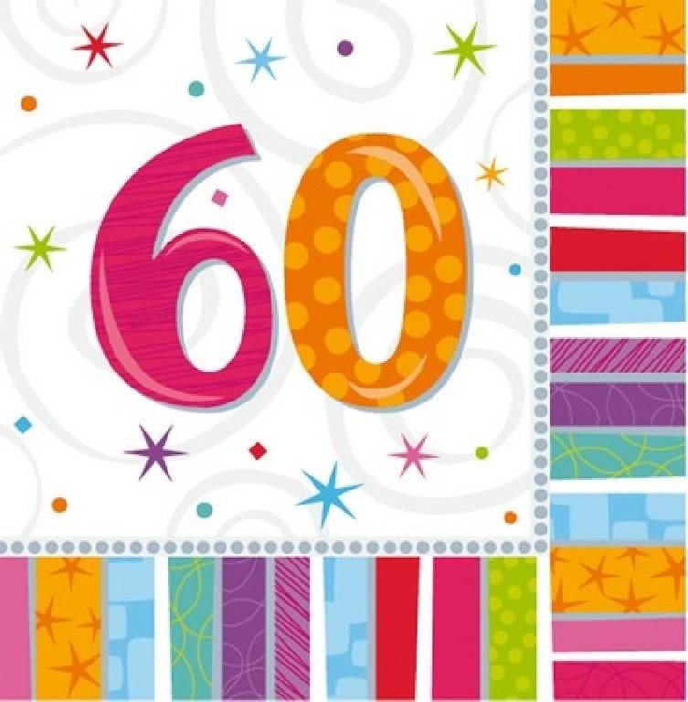 Tovaglioli di carta per compleanno 60 anni 16Pz