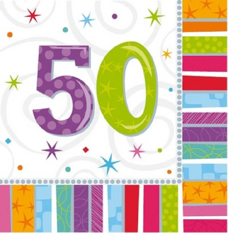 Tovaglioli di carta per 50° Compleanno 16pz Multicolor