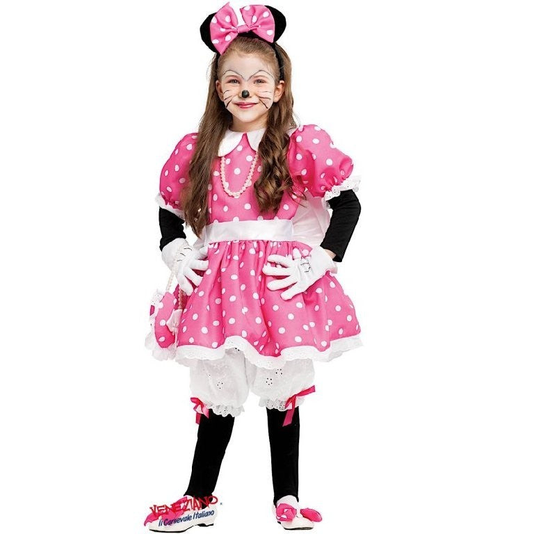 Costume vestito di carnevale Topoletta di lusso bambina da 4 a 6 anni